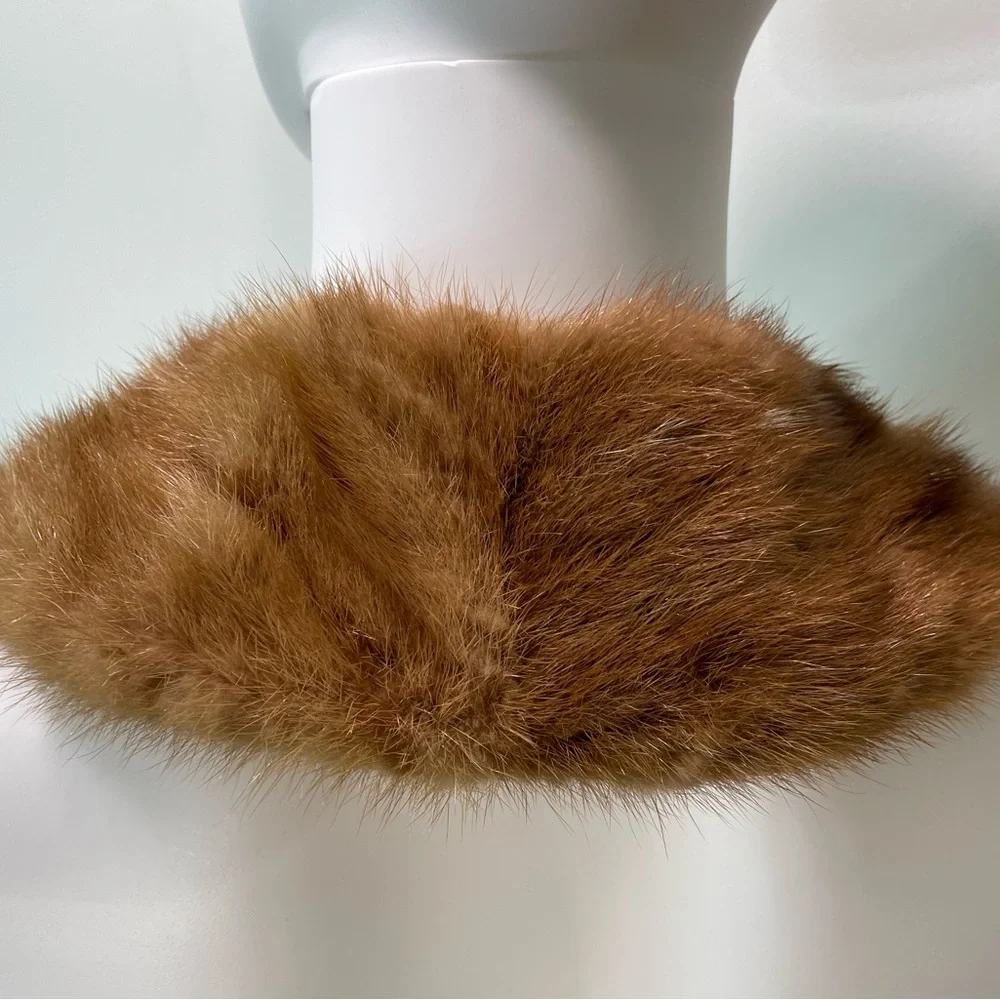 Vtg Natural Fur Attachable Collard‎ Light Brown